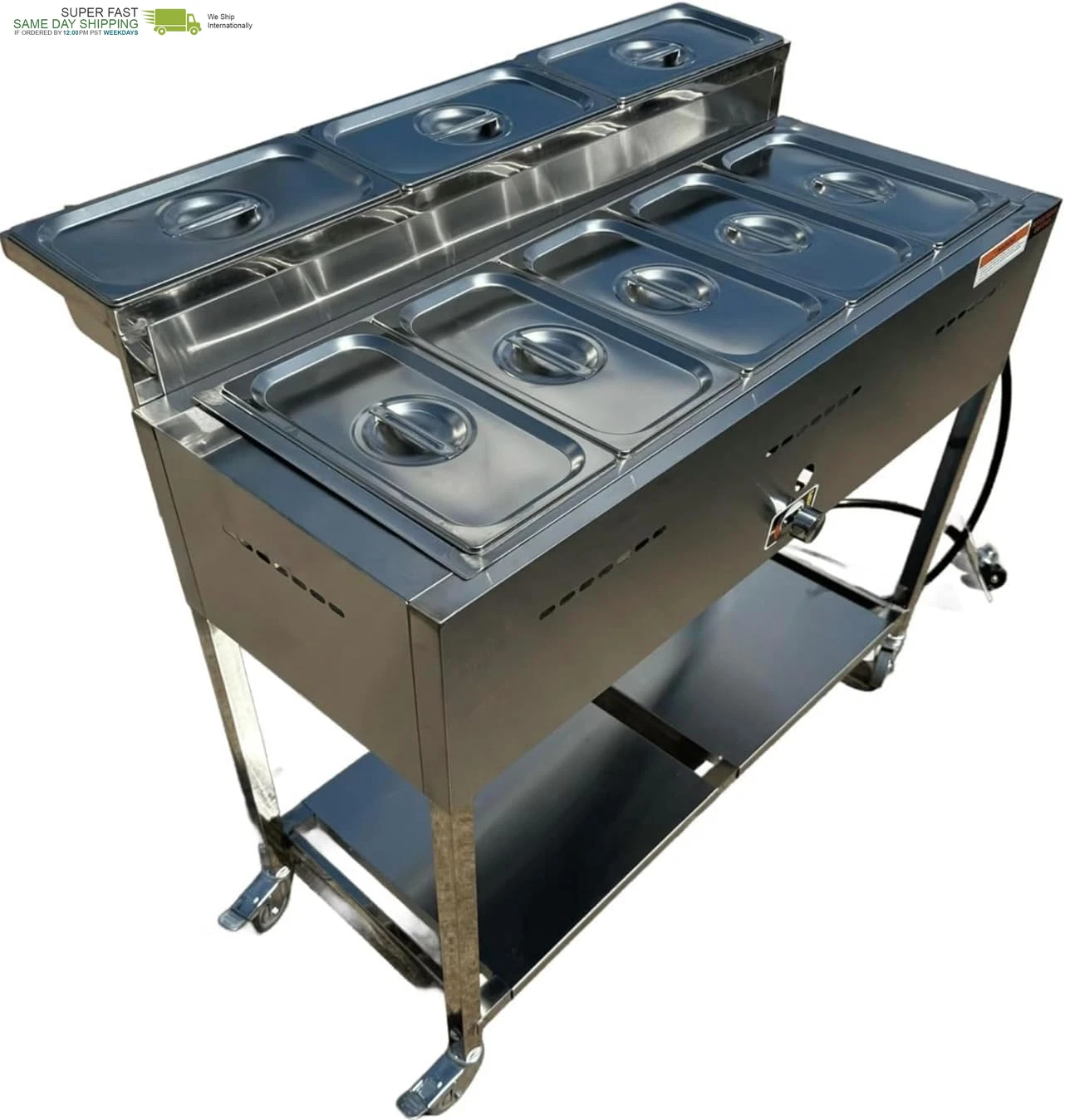 5-Pan Steam Table Food Warmer Cart