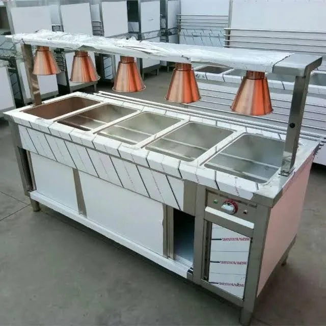 Commercial 5-Pan Bain Marie Food Warmer with Heat Lamps
