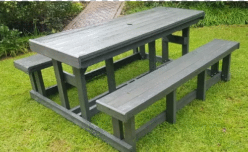 6-Seater Recycled-Plastic Picnic Table & Bench Set