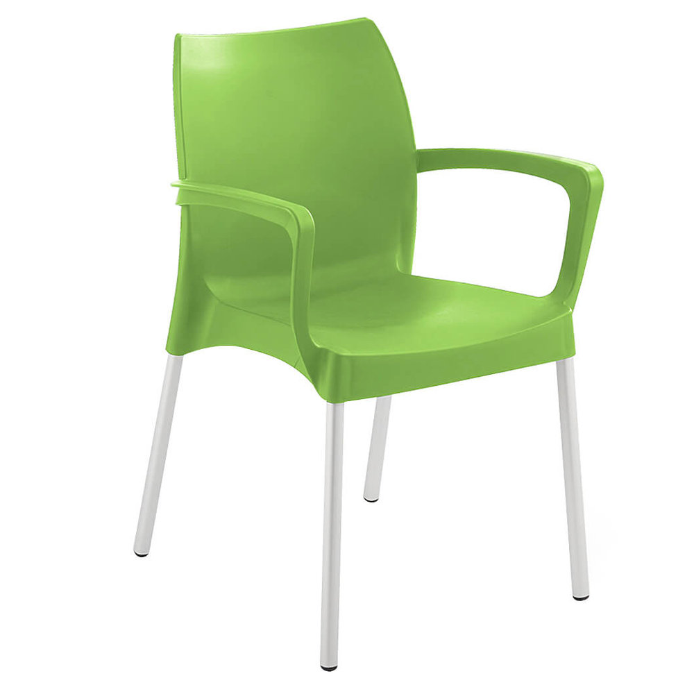 Lime Sapphire Armchair with Alumium Legs