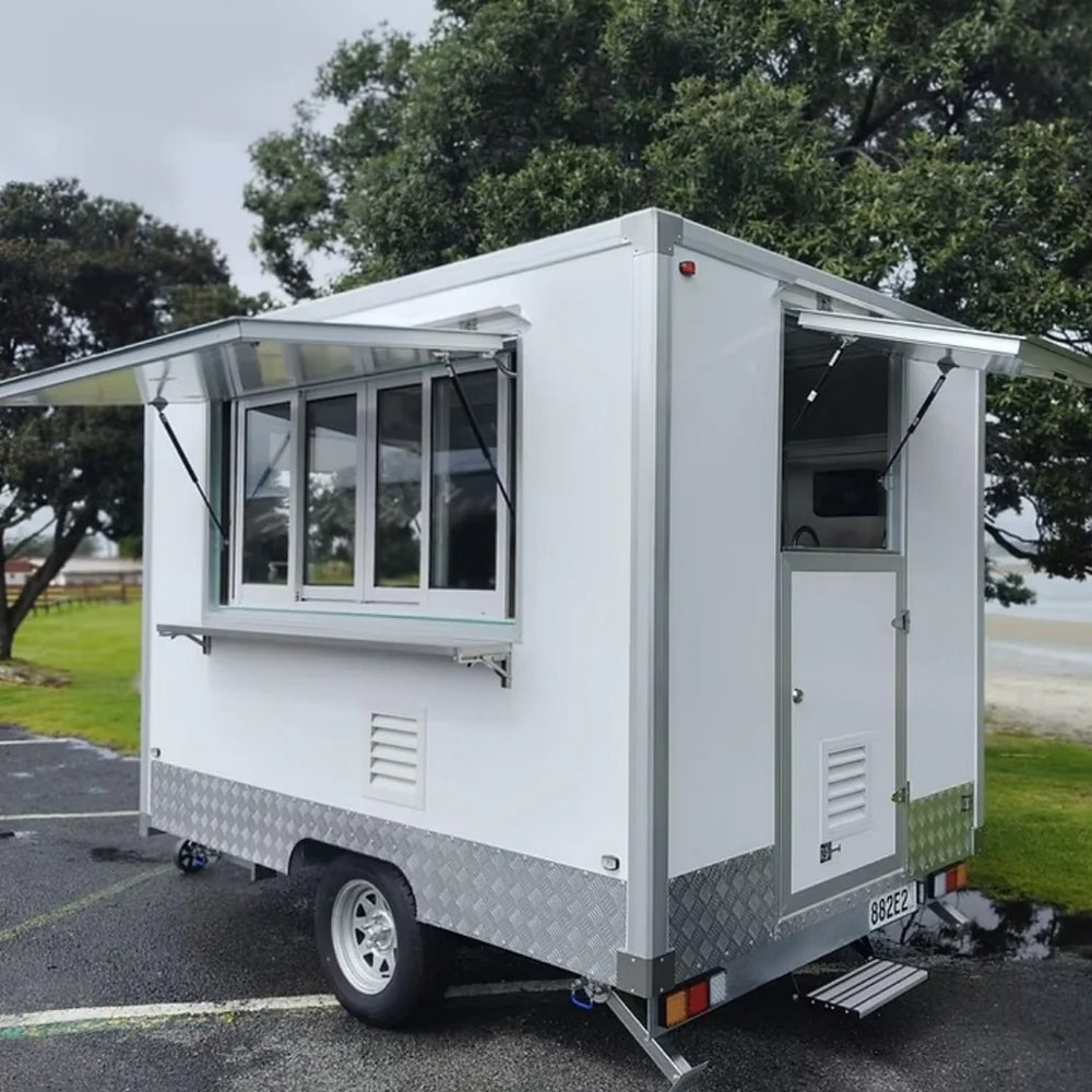 2.99m White Enclosed Mobile Catering Trailer with Diamond Plate