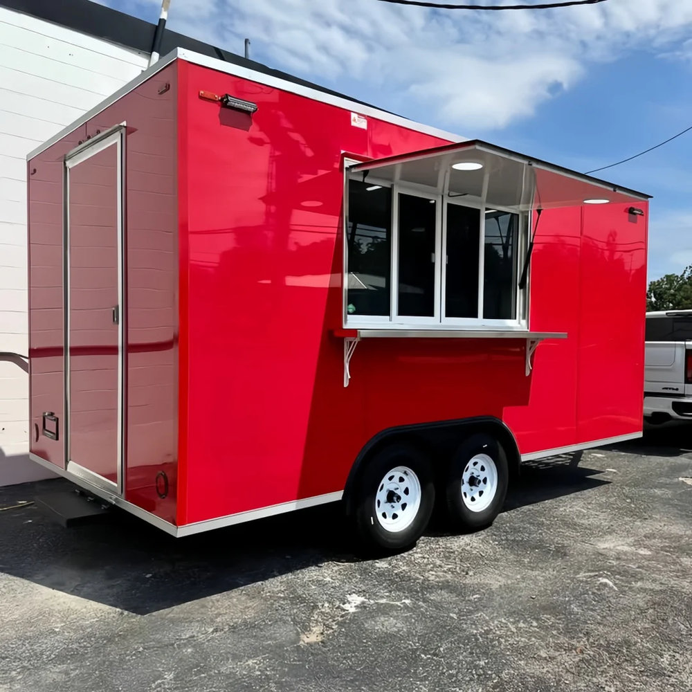 3.99m Red Enclosed Food Trailer with LED Lighting