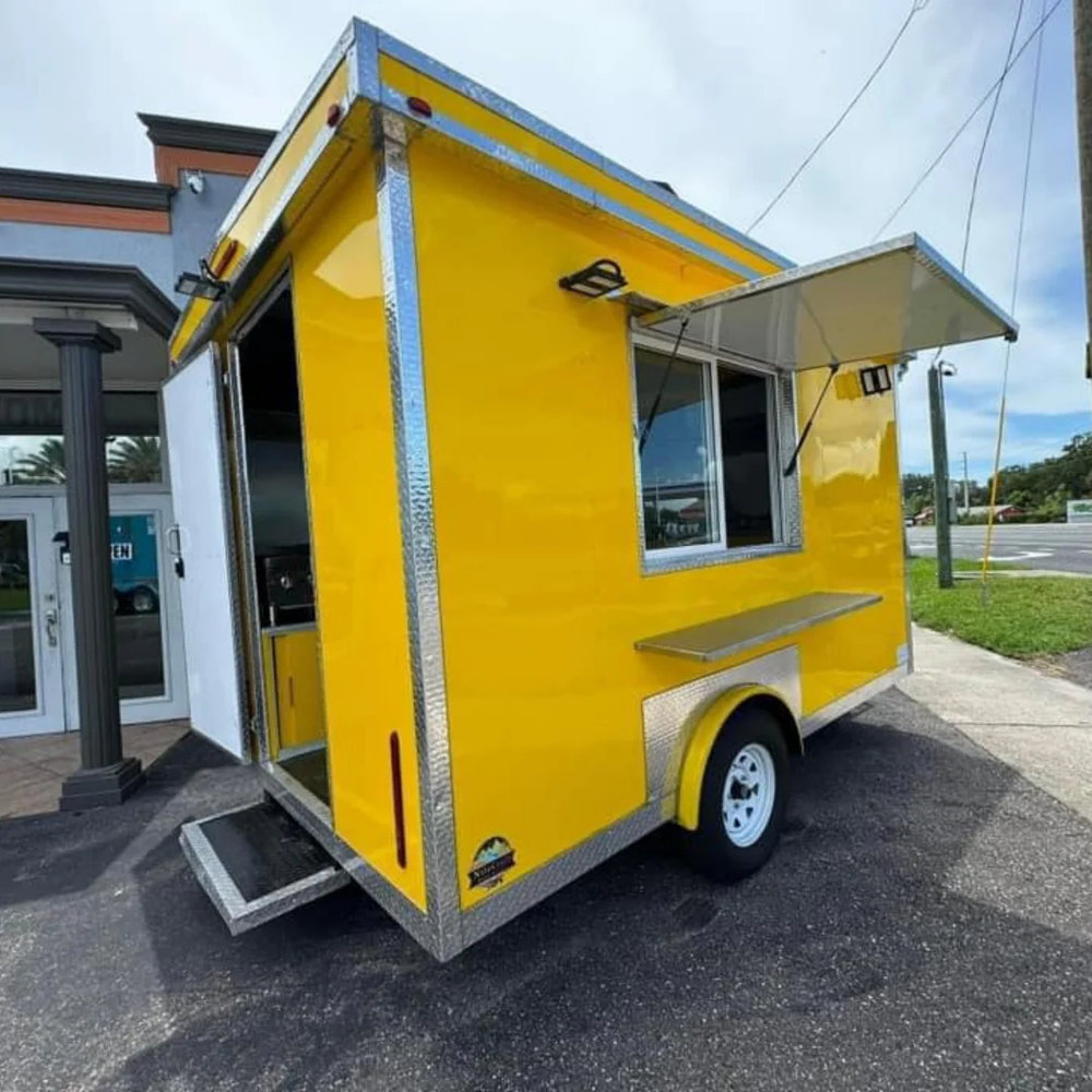 3m Bright Yellow Compact Enclosed Food Trailer