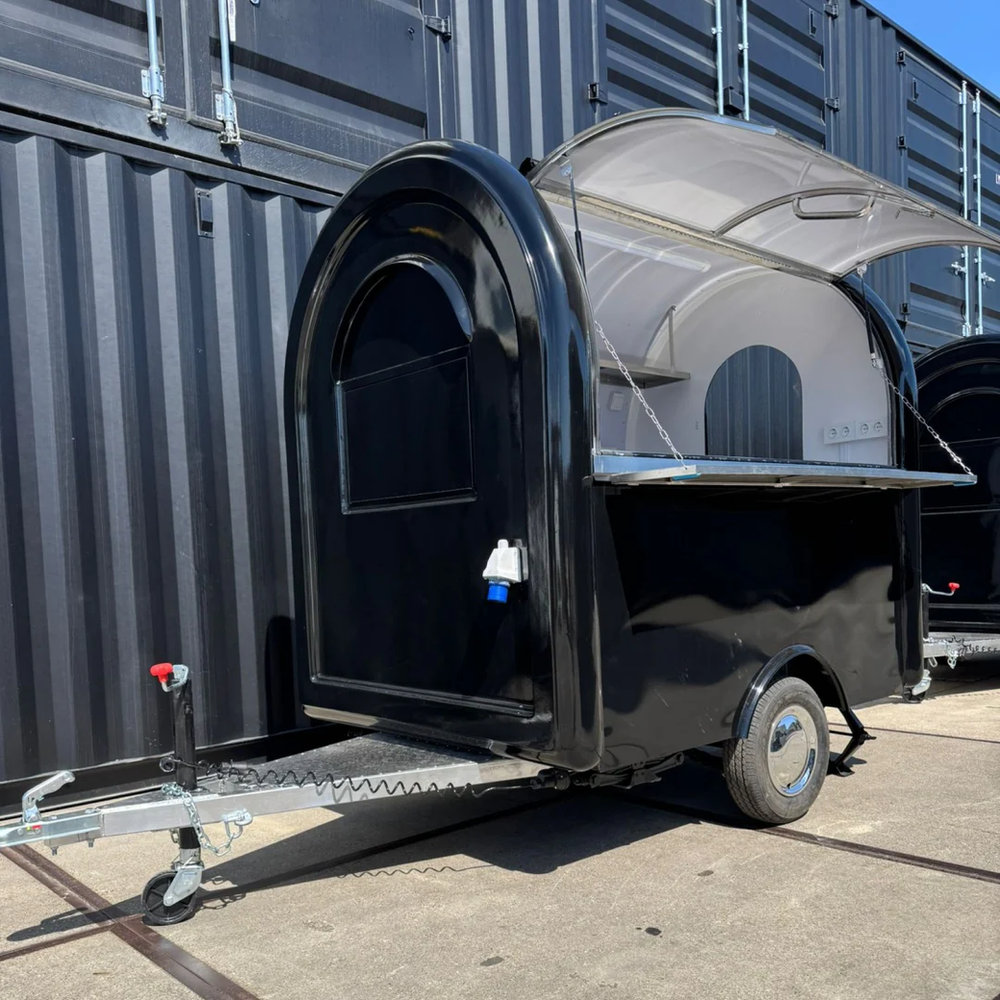 Black Mobile Food Trailer Compact Coffee Catering Unit