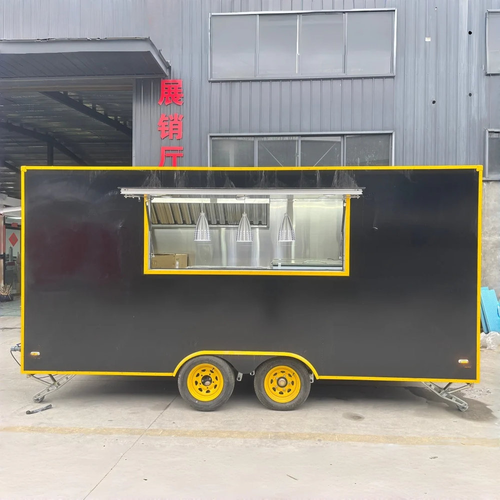 Black Mobile Food Trailer Concession Burger Van