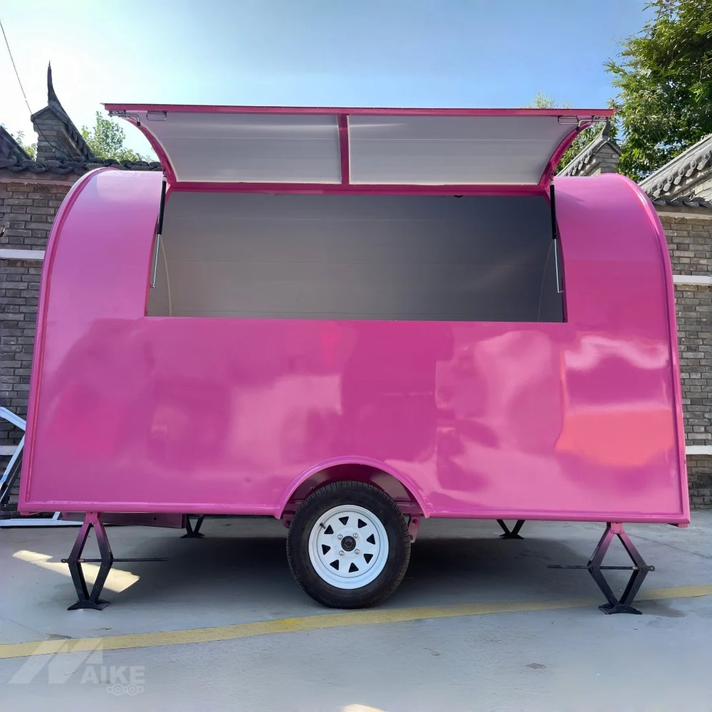 Bright Hot Pink Rounded Food Trailer Single Axle Cart
