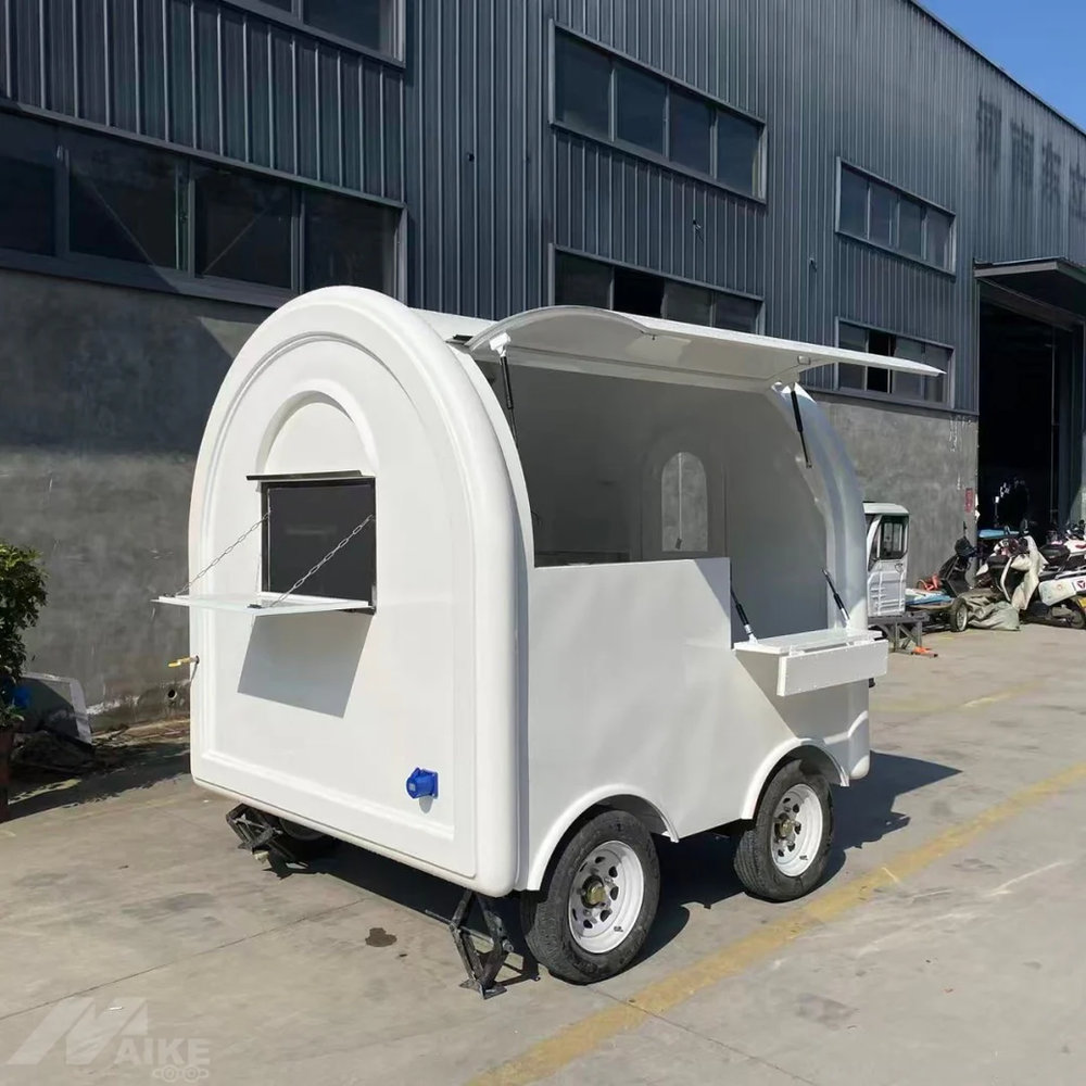 Modern White Food Trailer Small Mobile Cafe Van