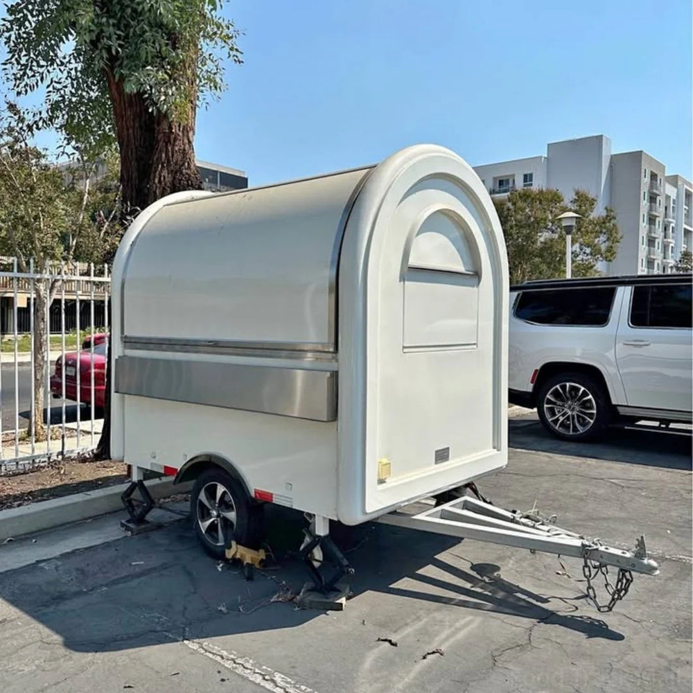 White Round-Top Food Trailer 2.2m Mobile Coffee Cart