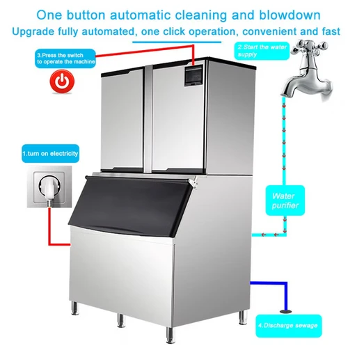1000KG/24H Commercial Ice Cube Machine 3000W 1 Ton