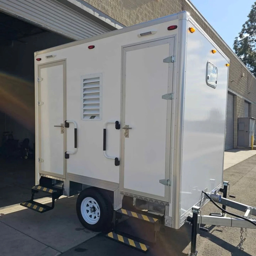 Compact 2-Station Portable Mobile Toilet Trailer