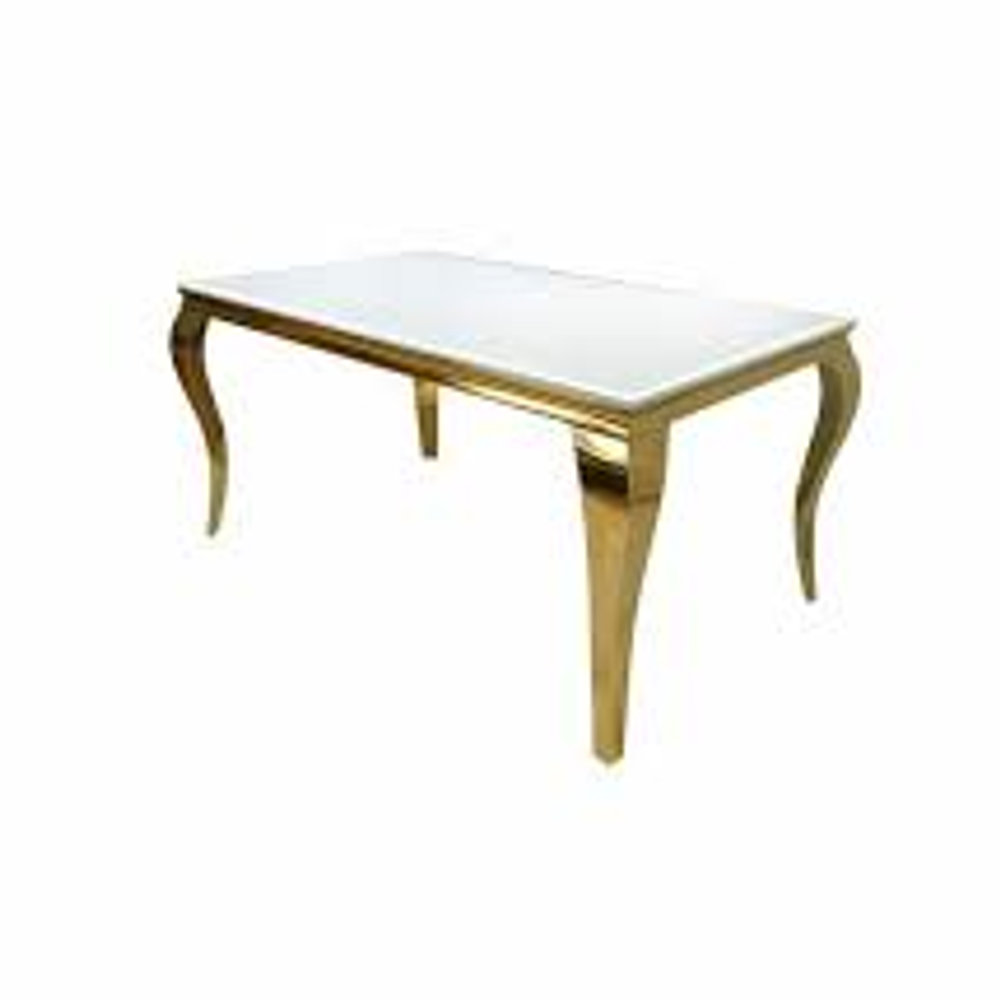 White Wood Top Table with Gold Legs